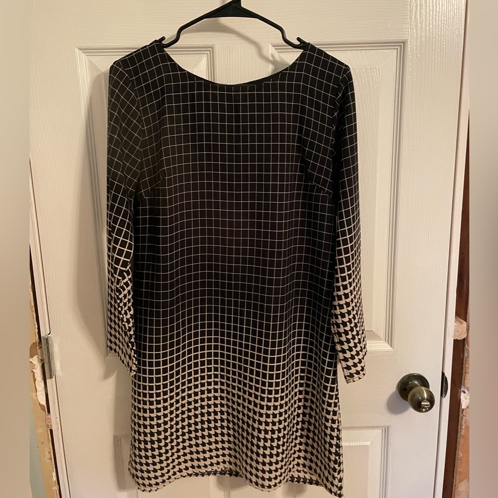 Black and white shift dress